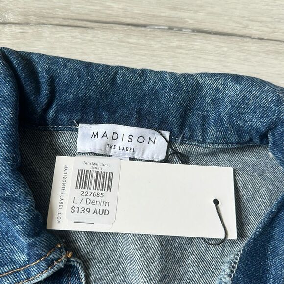 Madison Tara L/Sleeve Dress Denim Size Large Nwt - Picture 6 of 6